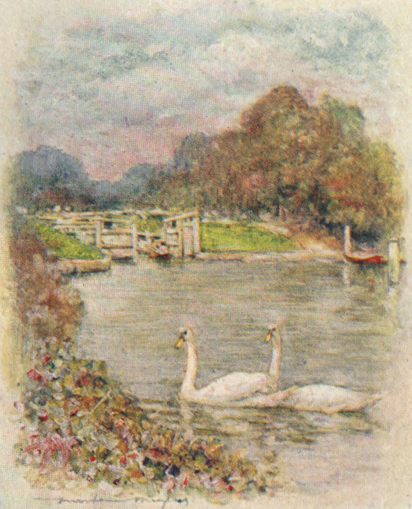 'Temple Lock' by Mortimer Menpes. Bucks. SMALL 1906 old antique print picture